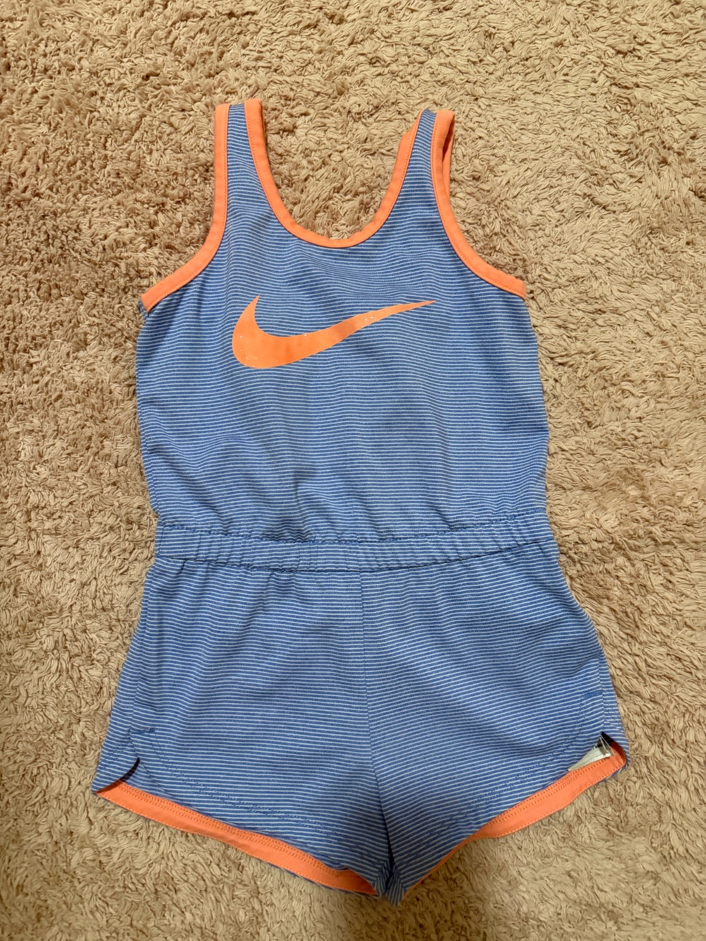 Nike Blue Striped Dri-FIT Tank with Coral Trim